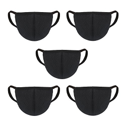 Shappy Anti Dust Cotton Face Mouth Masks with Active Carbon Cover Washable for Men/Woman Outdoor Sport Activity, Black, 5 Piece