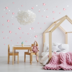 Shappy 32 Pieces Removable Star Mirror Stickers Acrylic Mirror Setting Wall Sticker Decal for Home Living Room Bedroom Decor (Rose Gold)