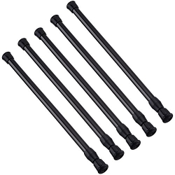 Shappy 5 Pack Cupboard Bars Tensions Rod Spring Curtain Rod for DIY Projects, Extendable Width (9.84 to 15.75 Inches, Black)